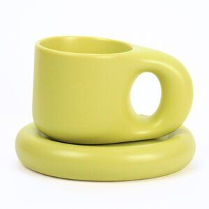 Ceramic Coffee Mug & Saucer Set